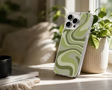 Green swirl abstract art pattern phone case — Lifestyle