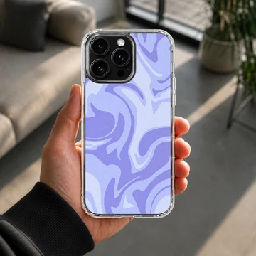 Purple liquid swirl pattern abstract art phone case with matte finish — Lifestyle