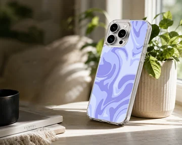 Purple liquid swirl pattern abstract art phone case with matte finish — Lifestyle