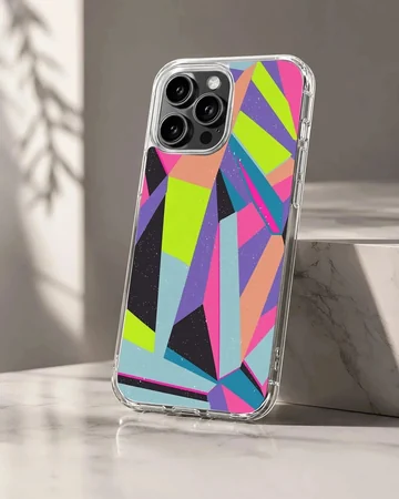 Colorful patterns abstract geometric shapes digital art printed on a phone case