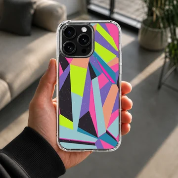 Colorful patterns abstract geometric shapes digital art printed on a phone case — Lifestyle