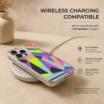 Colorful patterns abstract geometric shapes digital art printed on a phone case — Charging