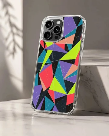 Colorful Patterns abstract geometric design phone case with multi-colored triangles