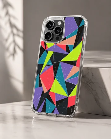 Colorful Patterns abstract geometric design phone case with multi-colored triangles — Hero