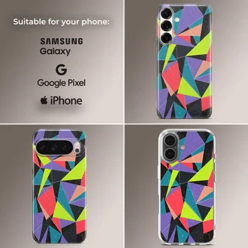 Colorful Patterns abstract geometric design phone case with multi-colored triangles — Collage