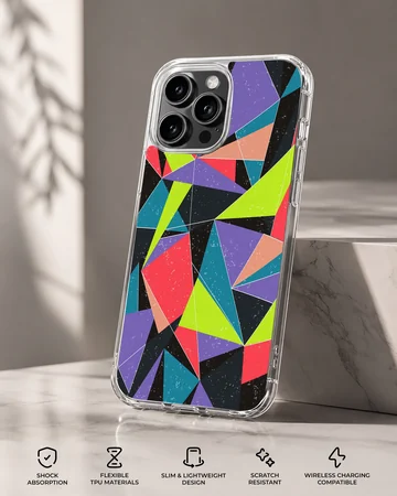 Colorful Patterns abstract geometric design phone case with multi-colored triangles — Specs