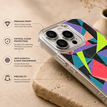Colorful Patterns abstract geometric design phone case with multi-colored triangles — Info