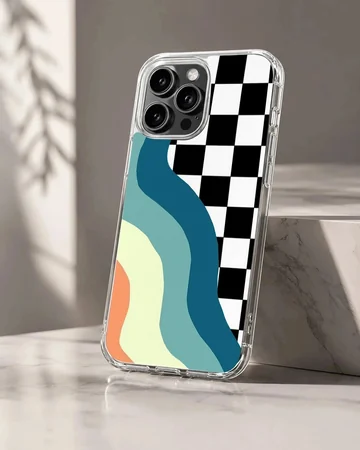 Colorful patterns abstract checkered and wavy lines phone case