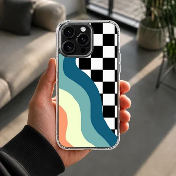 Colorful patterns abstract checkered and wavy lines phone case — Lifestyle