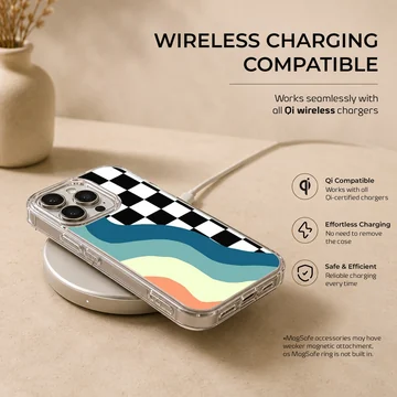 Colorful patterns abstract checkered and wavy lines phone case — Charging
