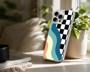 Colorful patterns abstract checkered and wavy lines phone case — Lifestyle