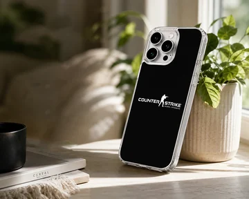 A tactical gaming logo centered on a black phone case — Lifestyle
