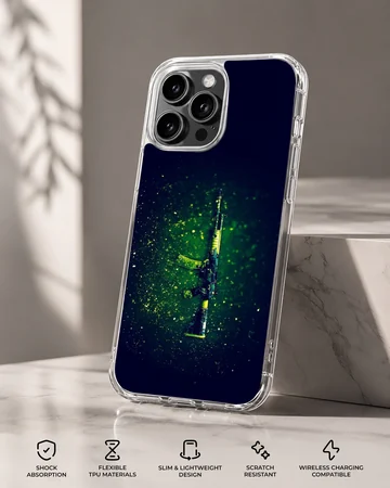 Counter-Strike gaming phone case featuring an illustrated weapon design. — Specs