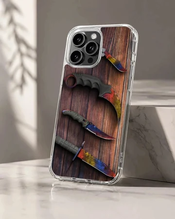 Counter-Strike tactical knife art printed on a slim matte TPU snap case