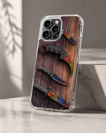 Counter-Strike tactical knife art printed on a slim matte TPU snap case — Hero
