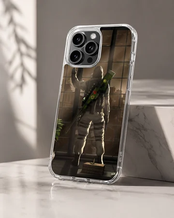 Counter-Strike tactical sniper character standing by a window printed on a phone case — Hero