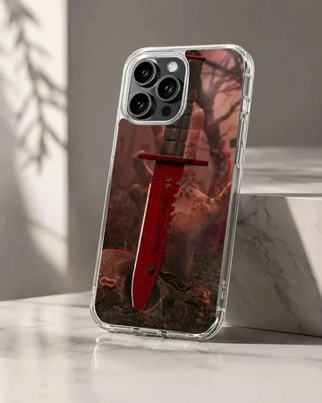 Counter-Strike red tactical blade and skull artwork phone case
