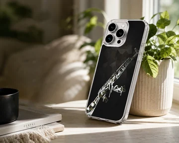 Counter-Strike tactical rifle illustration with graffiti accents on a matte phone case — Lifestyle