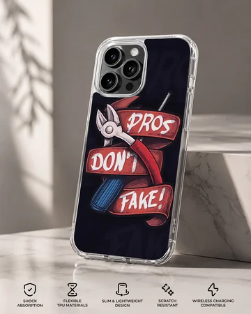 Digital illustration of tactical wirecutters and red ribbon with text pros don't fake on a phone case — Specs