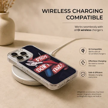 Digital illustration of tactical wirecutters and red ribbon with text pros don't fake on a phone case — Charging