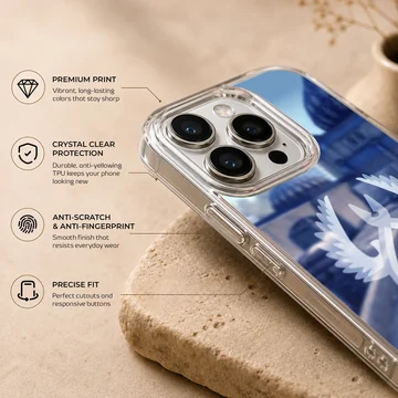 A soft TPU snap phone case showcasing a blue gaming background with a white winged pliers emblem — Info