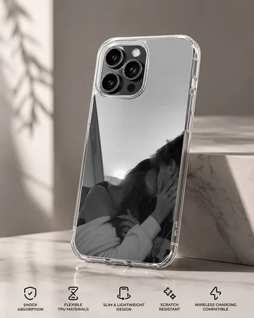 Black and white photograph of an intimate couple kissing printed on a phone case — Specs