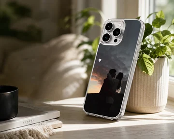 Romantic silhouette phone case featuring a couple against a sunset — Lifestyle
