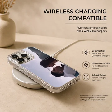 Serene couple sharing a moment with the word love on a phone case — Charging