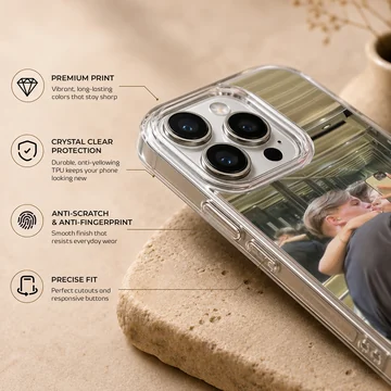 Photographic print of a young couple kissing while taking a mirror selfie in an elevator on a custom phone case — Info