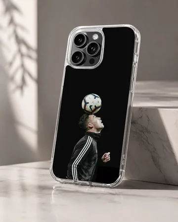 Cristiano Ronaldo in action with football, phone case — Hero