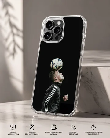 Cristiano Ronaldo in action with football, phone case — Specs