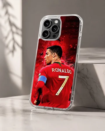 Dynamic illustration of Cristiano Ronaldo on a phone case — Hero