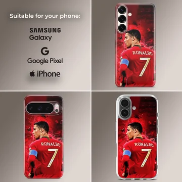 Dynamic illustration of Cristiano Ronaldo on a phone case — Collage