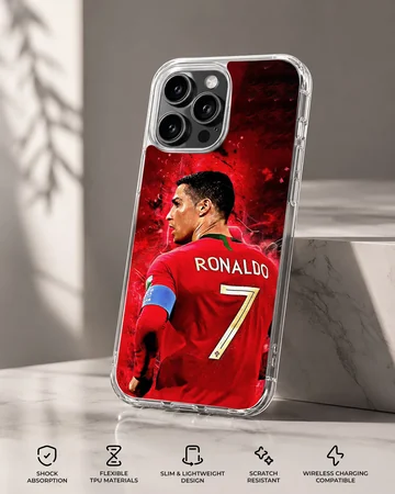 Dynamic illustration of Cristiano Ronaldo on a phone case — Specs