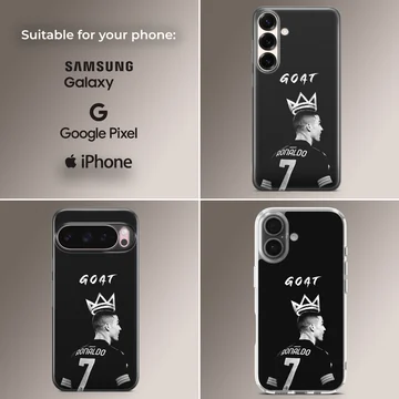 Cristiano Ronaldo artwork with GOAT text on phone case — Collage