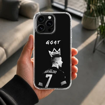 Cristiano Ronaldo artwork with GOAT text on phone case — Lifestyle