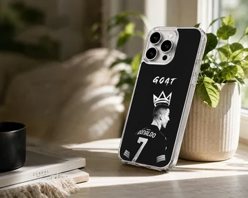 Cristiano Ronaldo artwork with GOAT text on phone case — Lifestyle