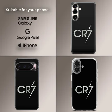 Cristiano Ronaldo CR7 design in minimal typography on phone case — Collage