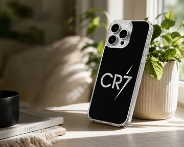 Cristiano Ronaldo CR7 design in minimal typography on phone case — Lifestyle