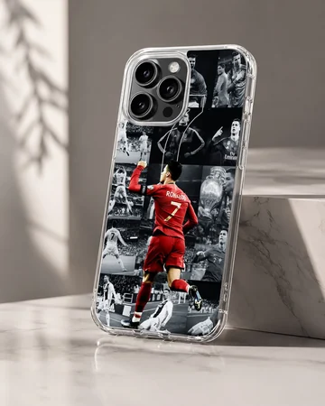 Cristiano Ronaldo action collage on phone case — Hero