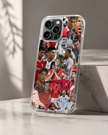 Cristiano Ronaldo collage featuring various moments, perfect phone case for fans — Hero