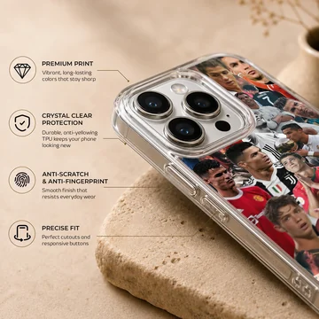 Cristiano Ronaldo collage featuring various moments, perfect phone case for fans — Info
