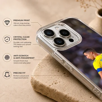 Cristiano Ronaldo in action on phone case — Info