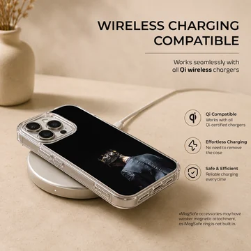 Stylish crown design showcased on a sleek phone case — Charging