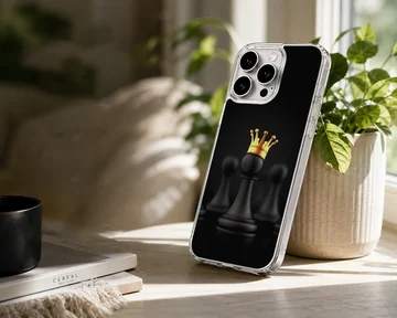 Chess king with a yellow crown against a black background phone case — Lifestyle