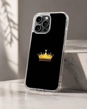 Gold crown design on black background phone case — Hero