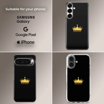 Gold crown design on black background phone case — Collage