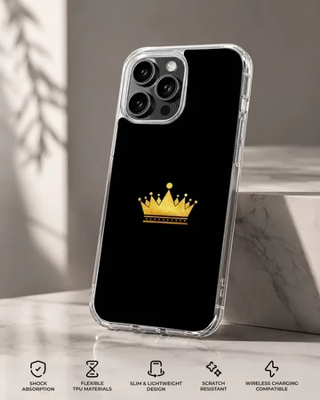 Gold crown design on black background phone case — Specs