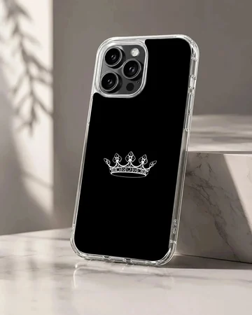 Minimalist crown design on a black phone case