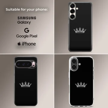Minimalist crown design on a black phone case — Collage